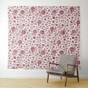 Tenture Motif Rose Vintage rouge foncé