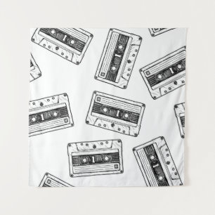Tenture Motif sans couture avec Cassette Compact en vintag