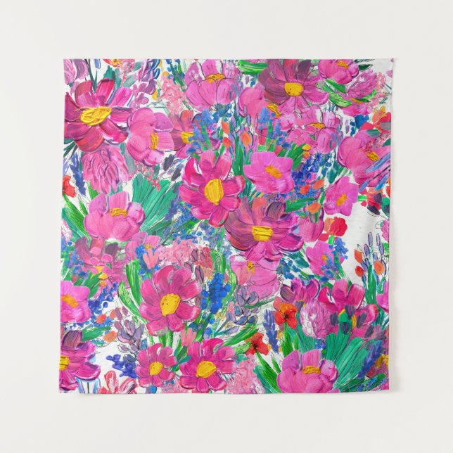 Tenture Motif sans couture avec de Belles fleurs. Aquarell (Devant)