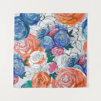 Tenture Motif sans couture avec fleurs colorées