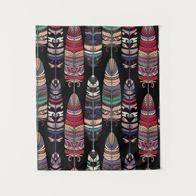 Tenture Motif sans couture avec plumes d'oiseaux. L'art tr (Devant)