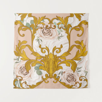 Tenture Motif sans couture avec roses et doré baroque