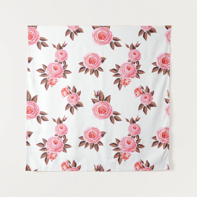 Tenture Motif sans couture avec rosesbeautiful, noir (Devant)