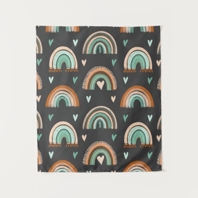 Tenture Motif sans couture des coeurs dessinés à la main e (Devant)