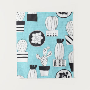 Tenture Motif sans couture dessiné à la main avec cactus e
