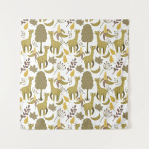 Tenture Motif sans couture Giraffe jaune blanc arrière - p
