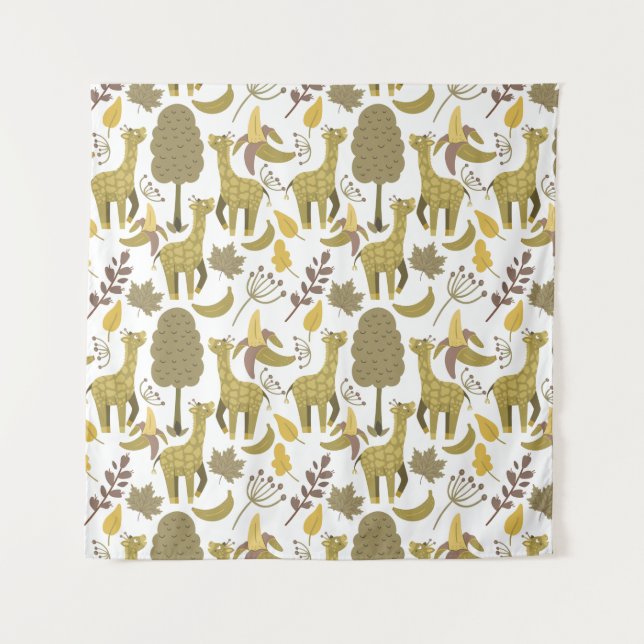 Tenture Motif sans couture Giraffe jaune blanc arrière - p (Devant)