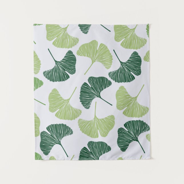 Tenture Motif sans couture Green ginkgo biloba  (Devant)