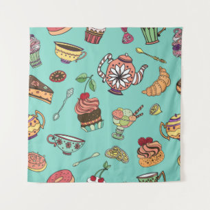Tenture motif sans couture vintage avec des gâteaux