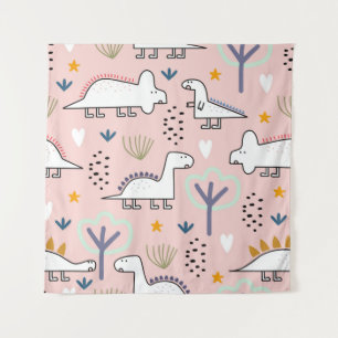 Tenture Motif sans soudure Dinosaur, illustration vintage