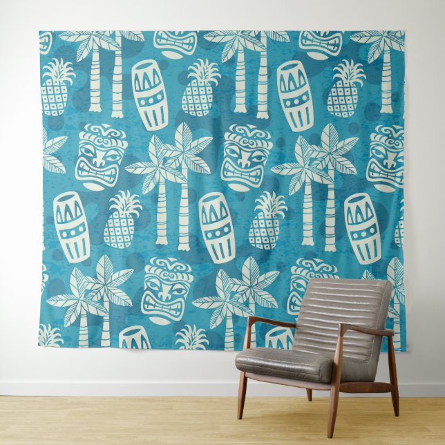 Tenture Motif Tiki Rétro Moderne du Milieu du Siècle (En situation (horizontale))