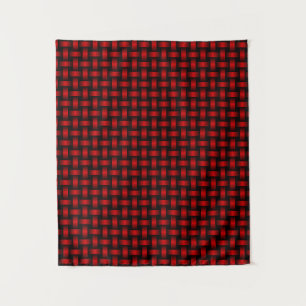 Tenture Motif Tissé Rouge Noir