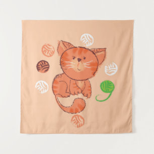 Tenture Motif transparent de chat jouet rouge pour enfants