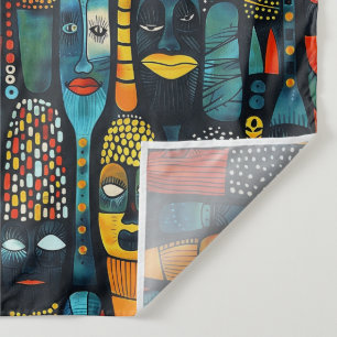 Tenture Motif tribal africain avec idoles.