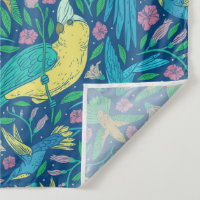 Motif tropical coloré d'oiseaux exotiques et de fl