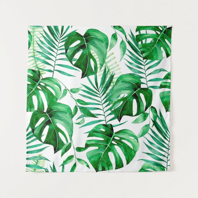 Tenture Motif tropical feuille vert (Devant)