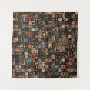Tenture Motif vintage coloré sans couture avec fleurs et 