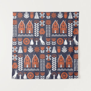 Tenture Motif Vintage d'art populaire scandinave