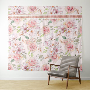 Tenture motif vintage rose pastel