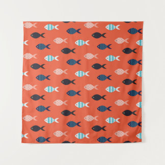 Tenture motif vintage sans soudure. Plage de poisson en ou
