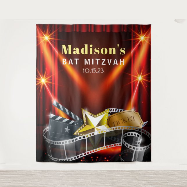 Tenture MOVIE STAR HOLLYWOOD Bat Mitzvah Invitation (Devant)