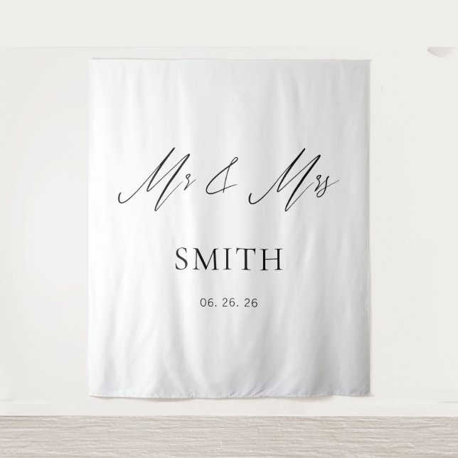 Tenture Mr and Mrs Wedding Backdrop Banner | Elegant  (Devant)
