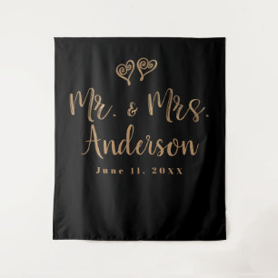 Tenture MR. & MRS. Gold Typographie Moderne Minimaliste