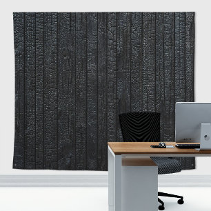 Tenture Mur de bois noir carbonisé Shou Sugi Ban japonais