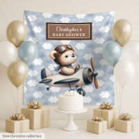 Mur pour photos de baby shower avec un ours en pel