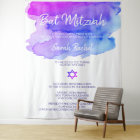 Aquarelle personnalisée Bat mitzvah bleu violet