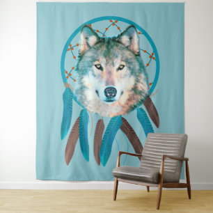 Tenture Murale Attrape-rêves Loup Spirituel