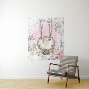 Tenture Murale Bannière de fond pour bébé fille lapin