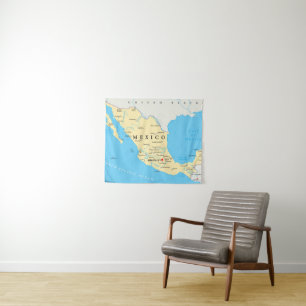 Tenture Murale Carte politique du Mexique