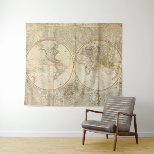 Tenture Murale Carte vintage du monde (1799) 2