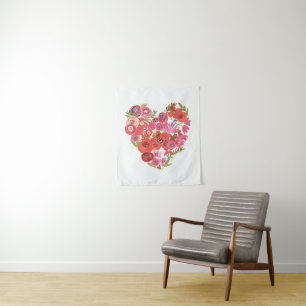 Tenture Murale Coeur floral Valentine II chic d'aquarelle