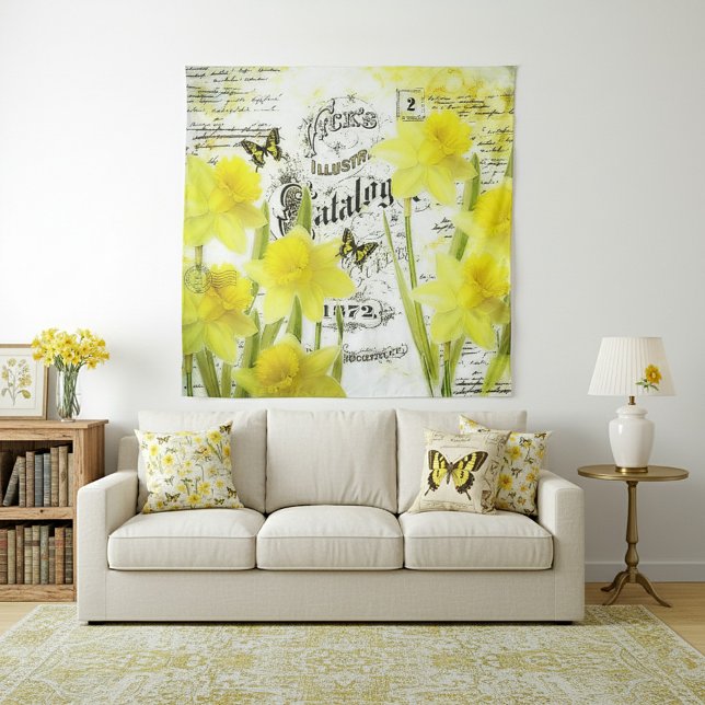 Tenture Murale Daffodiques et papillons (Créateur téléchargé)