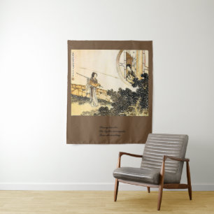 Tenture Murale Dames japonaises à moongate haiku imprimé art vint