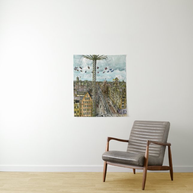 Tenture Murale Destinations | Watercolor European Swing Ride (En situation)