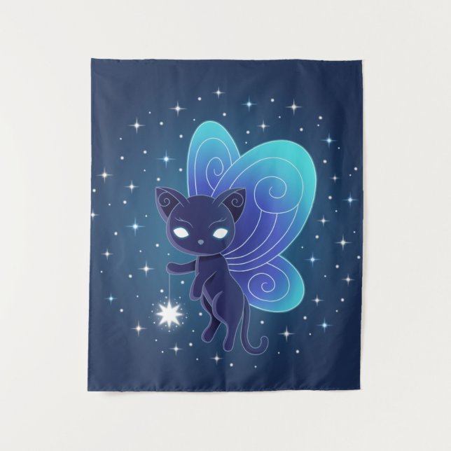 Tenture Murale Fée Pixie Chat Étoile de Nuit EP (Devant)