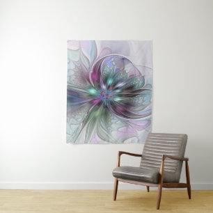 Tenture Murale Imaginaire coloré Abstrait Fleur fractale moderne