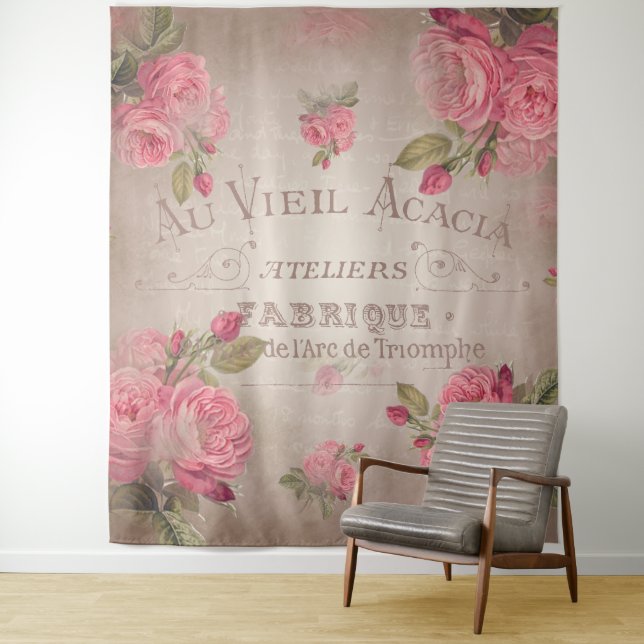 Tenture Murale le cru chic minable de roses français de (En situation)