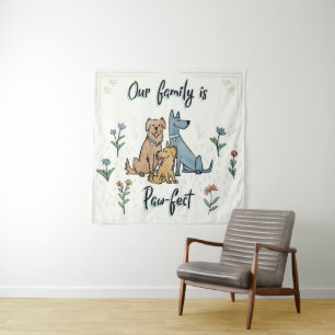 Tenture Murale Les chiens dans le jardin IV   notre famille est