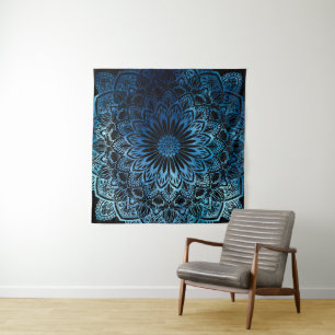 Tenture Murale Mandala bleu d'aquarelle d'Ombre