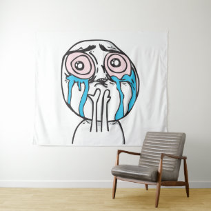 Tenture Murale mèmes le moi pleurant yeux roses fumant