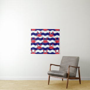 Tenture Murale Motif heureux de crabes