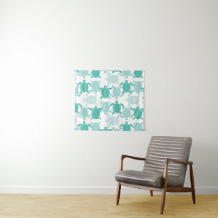 Tenture Murale Motif Tortue Sarcelle