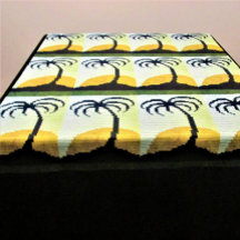 Palm Trees Island Sun Green Crochet Artiste Impres