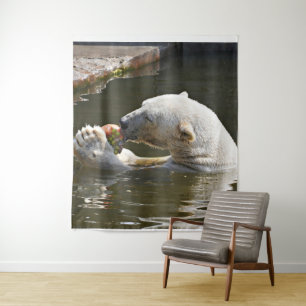 Tenture Murale Paysage d'ours polaire mangeant des fruits