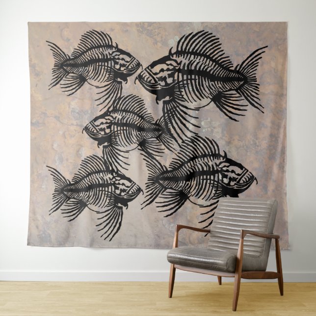 Tenture Murale Poisson fossile (En situation (horizontale))