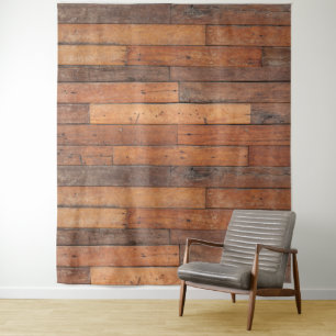 Tenture Murale Rustique Brown Motif à planches en bois